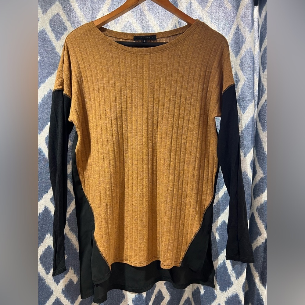 Sanctuary Long Sleeve Tan and Black Shirt M​